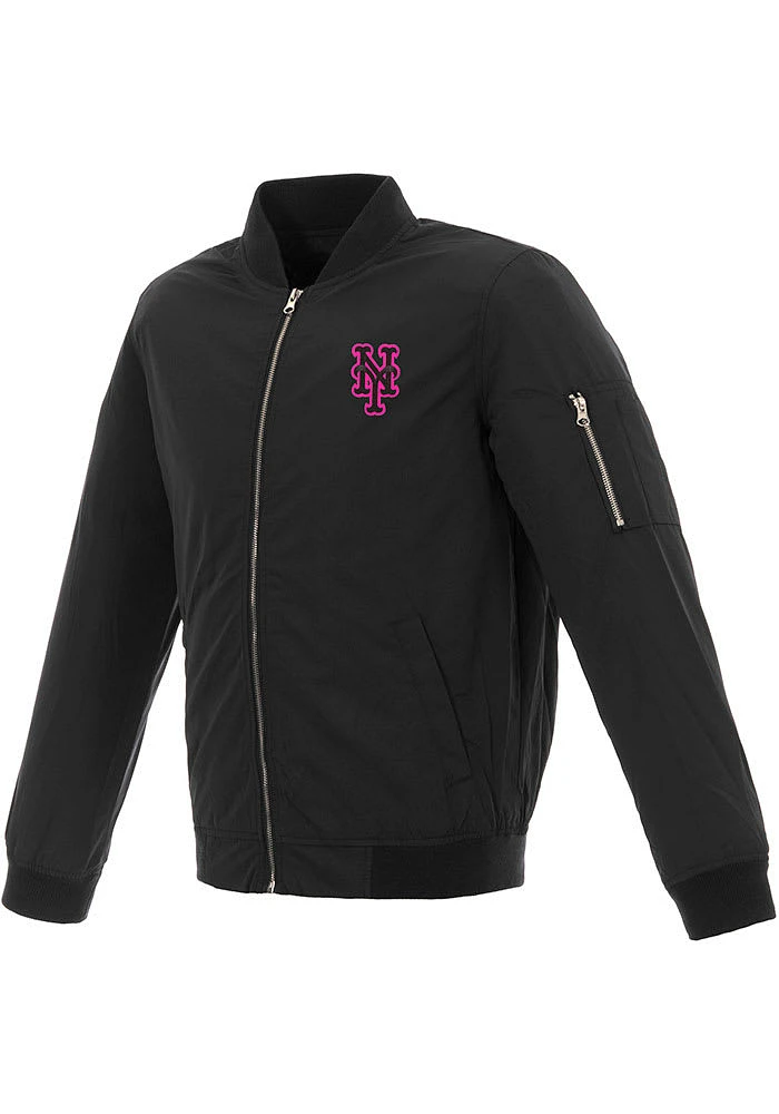 New York Mets Mens Nylon Bomber Light Weight Jacket