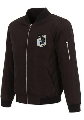 Minnesota United FC Mens Black Nylon Bomber Light Weight Jacket