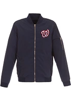 Washington Nationals Mens Navy Blue Nylon Bomber Light Weight Jacket