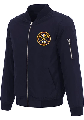 Denver Nuggets Mens Navy Blue Nylon Bomber Light Weight Jacket