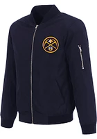 Denver Nuggets Mens Navy Blue Nylon Bomber Light Weight Jacket