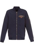 New Orleans Pelicans Mens Navy Blue Nylon Bomber Light Weight Jacket
