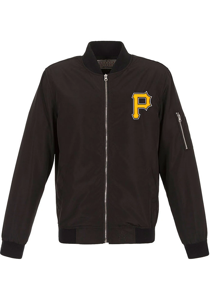 Pittsburgh Pirates Mens Black Nylon Bomber Light Weight Jacket