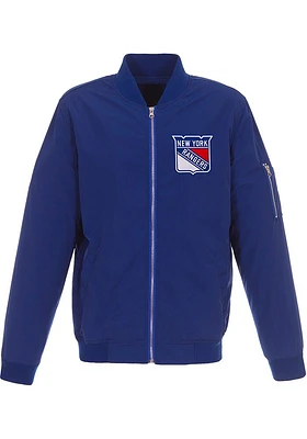 New York Rangers Mens Blue Nylon Bomber Light Weight Jacket