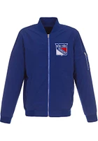 New York Rangers Mens Blue Nylon Bomber Light Weight Jacket