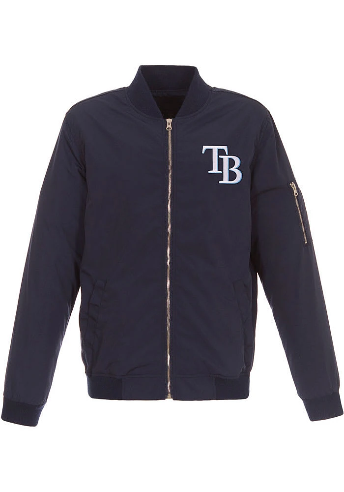 Tampa Bay Rays Mens Navy Blue Nylon Bomber Light Weight Jacket