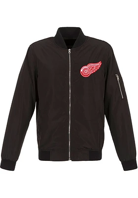 Detroit Red Wings Mens Black Nylon Bomber Light Weight Jacket