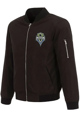 Seattle Sounders FC Mens Black Nylon Bomber Light Weight Jacket