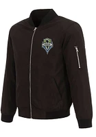 Seattle Sounders FC Mens Black Nylon Bomber Light Weight Jacket