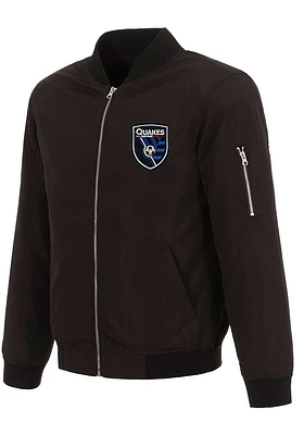 San Jose Earthquakes Mens Black Nylon Bomber Light Weight Jacket