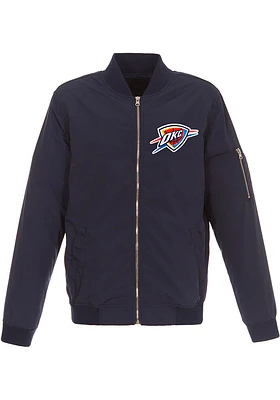 Oklahoma City Thunder Mens Navy Blue Nylon Bomber Light Weight Jacket