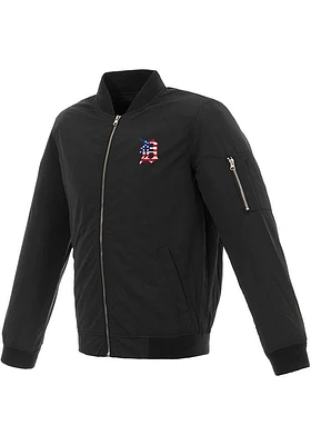 Detroit Tigers Mens Black Nylon Bomber Light Weight Jacket