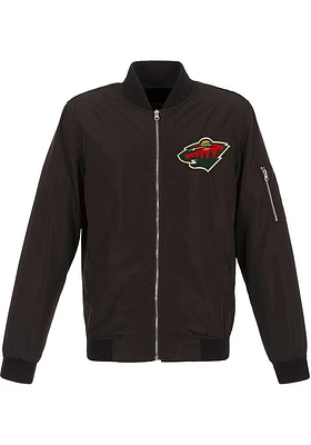Minnesota Wild Mens Black Nylon Bomber Light Weight Jacket