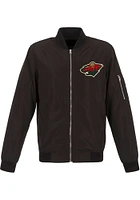 Minnesota Wild Mens Black Nylon Bomber Light Weight Jacket