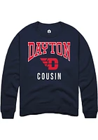 Rally Dayton Flyers Mens Navy Blue Cousin Long Sleeve Crew Sweatshirt