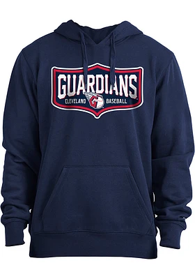 New Era Cleveland Guardians Mens Navy Blue Baseball Badge Long Sleeve Hoodie