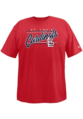 New Era St Louis Cardinals Mens Red Brushed Bi-Blend SS Script Big and Tall T-Shirt