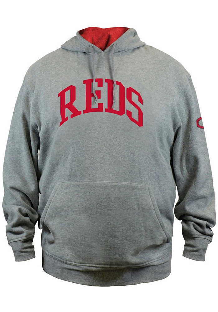 New Era Cincinnati Reds Mens Grey Fleece Pullover Hoodie Big and Tall Hooded Sweatshirt