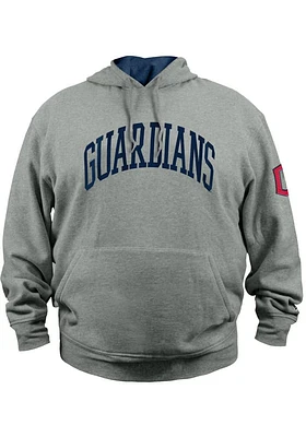 New Era Cleveland Guardians Mens Grey Fleece Pullover Hoodie Wordmark Big and Tall Hooded Sweatshi..