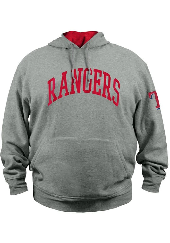 New Era Texas Rangers Mens Grey Fleece Pullover Hoodie Big and Tall Hooded Sweatshirt