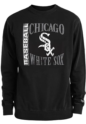New Era Chicago White Sox Mens Black Pigment Dye Crew Long Sleeve Sweatshirt