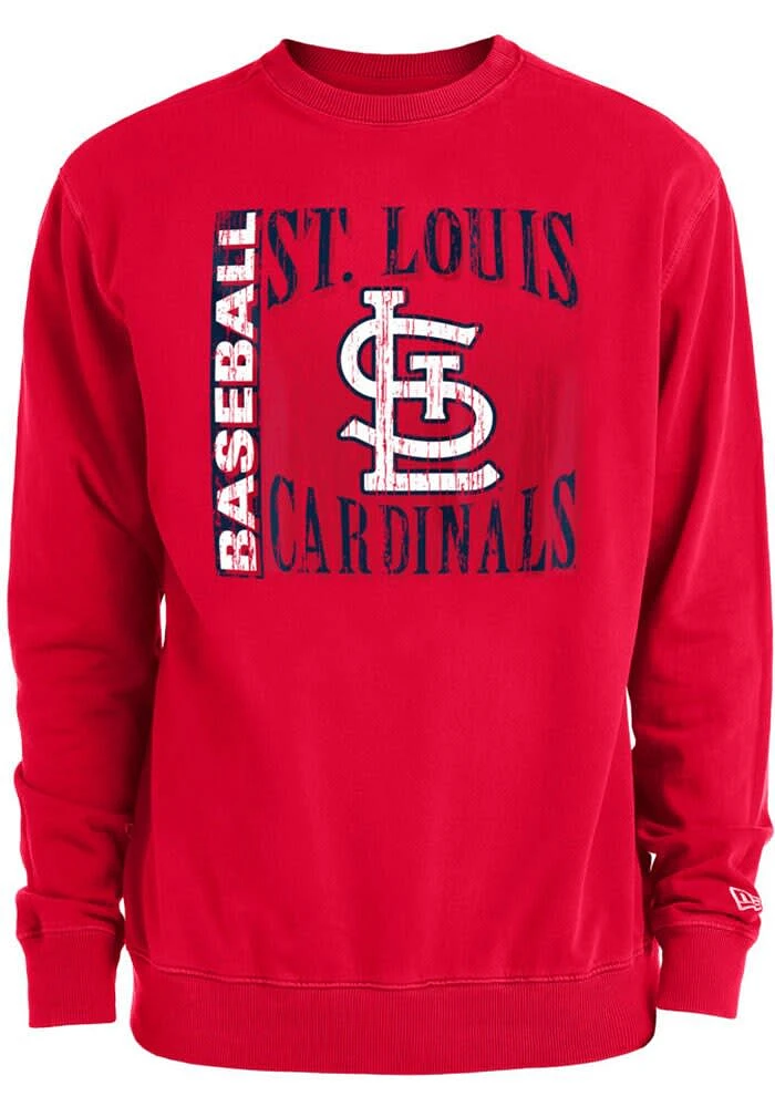 New Era St Louis Cardinals Mens Red Pigment Dye Crew Long Sleeve Sweatshirt