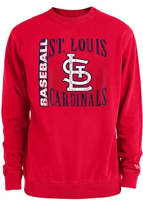 New Era St Louis Cardinals Mens Red Pigment Dye Crew Long Sleeve Sweatshirt