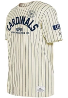 New Era St Louis Cardinals Ivory Alpha Pinstripe Short Sleeve Fashion T Shirt