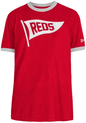 New Era Cincinnati Reds Red Throwback Pennant Ringer Short Sleeve Fashion T Shirt