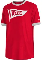 New Era Cincinnati Reds Red Throwback Pennant Ringer Short Sleeve Fashion T Shirt