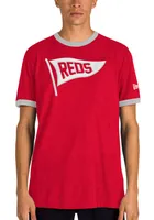 New Era Cincinnati Reds Red Throwback Pennant Ringer Short Sleeve Fashion T Shirt