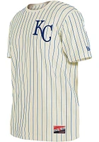 New Era Kansas City Royals Ivory Throwback Pinstripe Short Sleeve Fashion T Shirt
