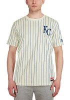 New Era Kansas City Royals Ivory Throwback Pinstripe Short Sleeve Fashion T Shirt