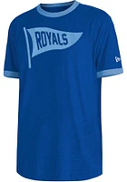 New Era Kansas City Royals Blue Throwback Pennant Ringer Short Sleeve Fashion T Shirt