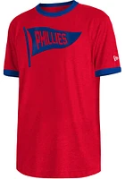 New Era Philadelphia Phillies Red Throwback Pennant Ringer Short Sleeve Fashion T Shirt