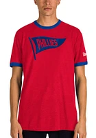 New Era Philadelphia Phillies Red Throwback Pennant Ringer Short Sleeve Fashion T Shirt