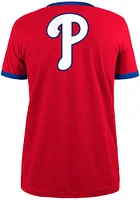 New Era Philadelphia Phillies Red Throwback Pennant Ringer Short Sleeve Fashion T Shirt