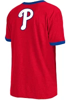 New Era Philadelphia Phillies Red Throwback Pennant Ringer Short Sleeve Fashion T Shirt