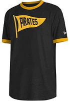 New Era Pittsburgh Pirates Black Throwback Pennant Ringer Short Sleeve Fashion T Shirt