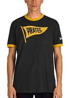 New Era Pittsburgh Pirates Black Throwback Pennant Ringer Short Sleeve Fashion T Shirt