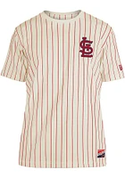 New Era St Louis Cardinals Ivory Throwback Pinstripe Logo Short Sleeve Fashion T Shirt