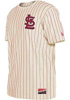 New Era St Louis Cardinals Ivory Throwback Pinstripe Logo Short Sleeve Fashion T Shirt
