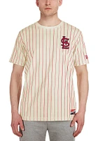 New Era St Louis Cardinals Ivory Throwback Pinstripe Logo Short Sleeve Fashion T Shirt