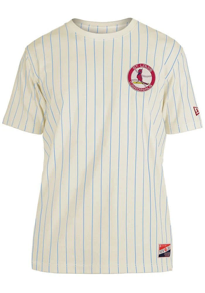 New Era St Louis Cardinals Throwback Pinstripe Short Sleeve Fashion T Shirt