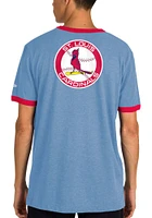 New Era St Louis Cardinals Light Blue Throwback Pennant Ringer Short Sleeve Fashion T Shirt