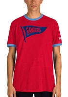 New Era Texas Rangers Red Throwback Pennant Ringer Short Sleeve Fashion T Shirt