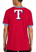 New Era Texas Rangers Red Throwback Pennant Ringer Short Sleeve Fashion T Shirt