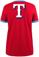 New Era Texas Rangers Red Throwback Pennant Ringer Short Sleeve Fashion T Shirt