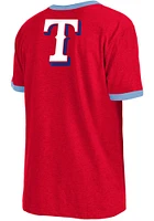 New Era Texas Rangers Red Throwback Pennant Ringer Short Sleeve Fashion T Shirt