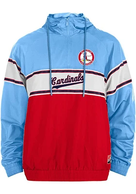 New Era St Louis Cardinals Mens Light Blue Throwback Ripstop Pullover Jackets